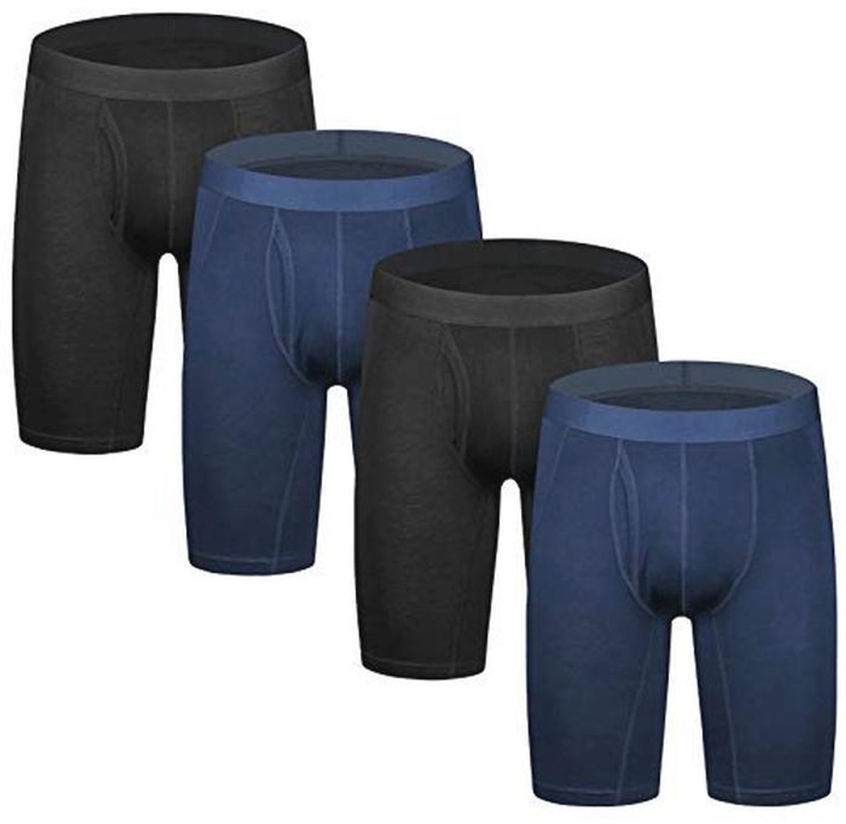 Set van 3 of 4 lange boxershorts voor heren - Katoen, sportondergoed, multipack, gemengde kleuren