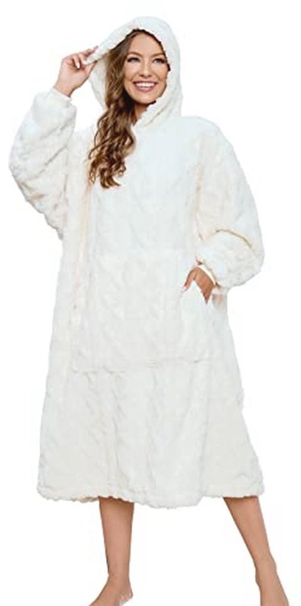 Oversized Sherpa Draagbare Deken Hoodie voor Dames en Heren - Comfortabele Pluche Sweatshirt