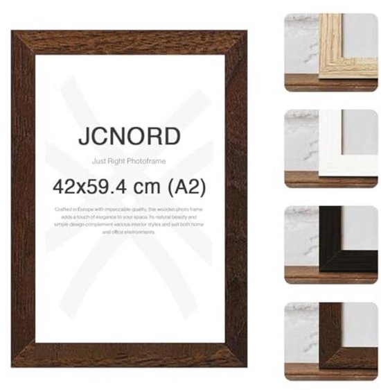 Fotokader A2 Formaat - Fotolijst in MDF Hout - 42 x 59,40 cm - Zwart | Leen Bakker