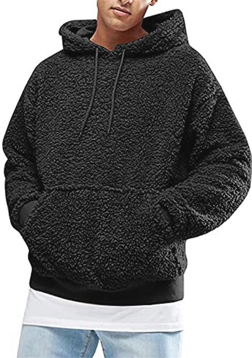 Heren Hoodie met Capuchon van Teddyfleece en Pluche - Oversized Pullover met Zakken