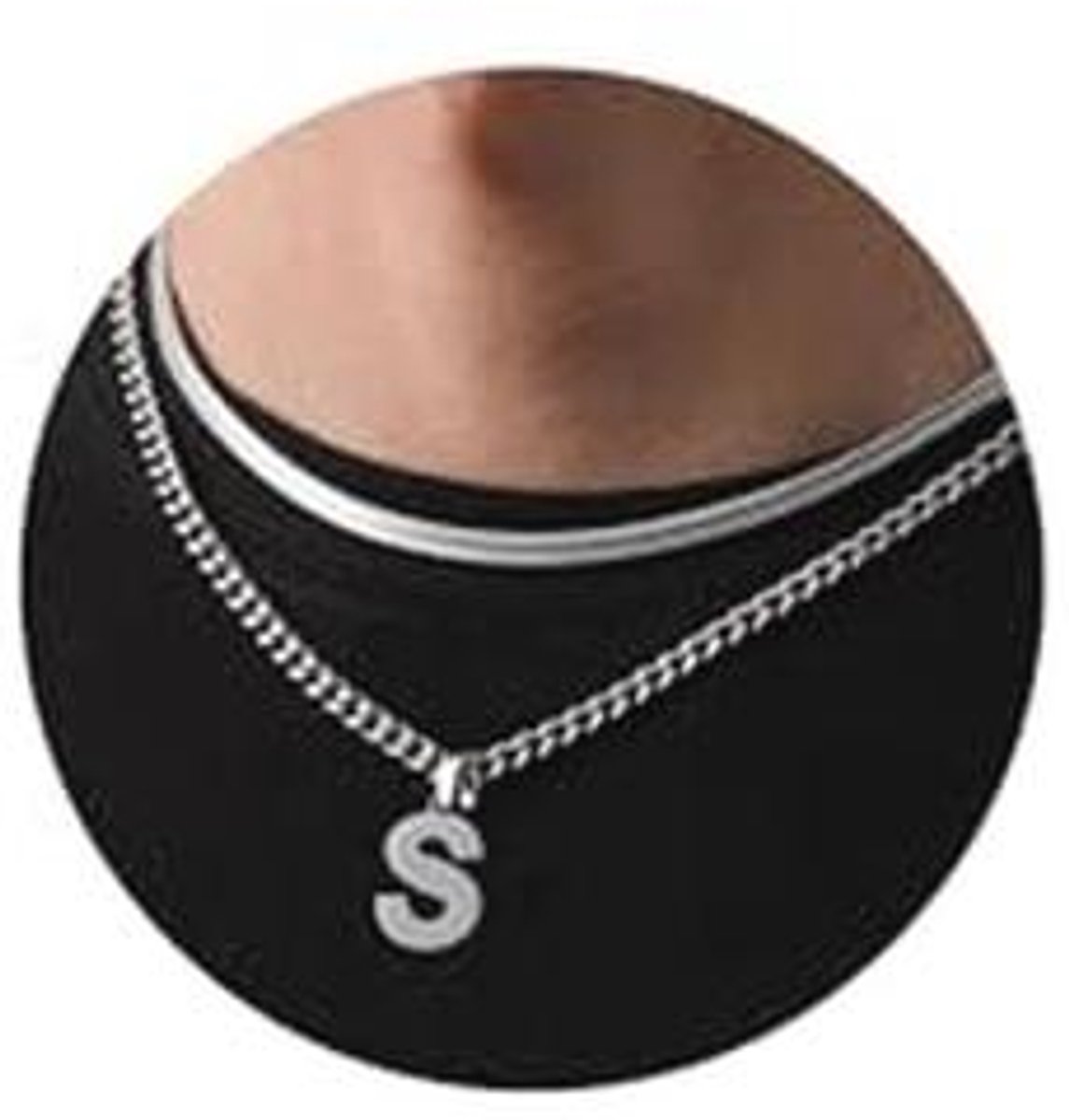 Halskettingen Heren A-Z Zilver Goud Zwart Roestvrij Staal Cubaanse Slangen Dubbele Ketting