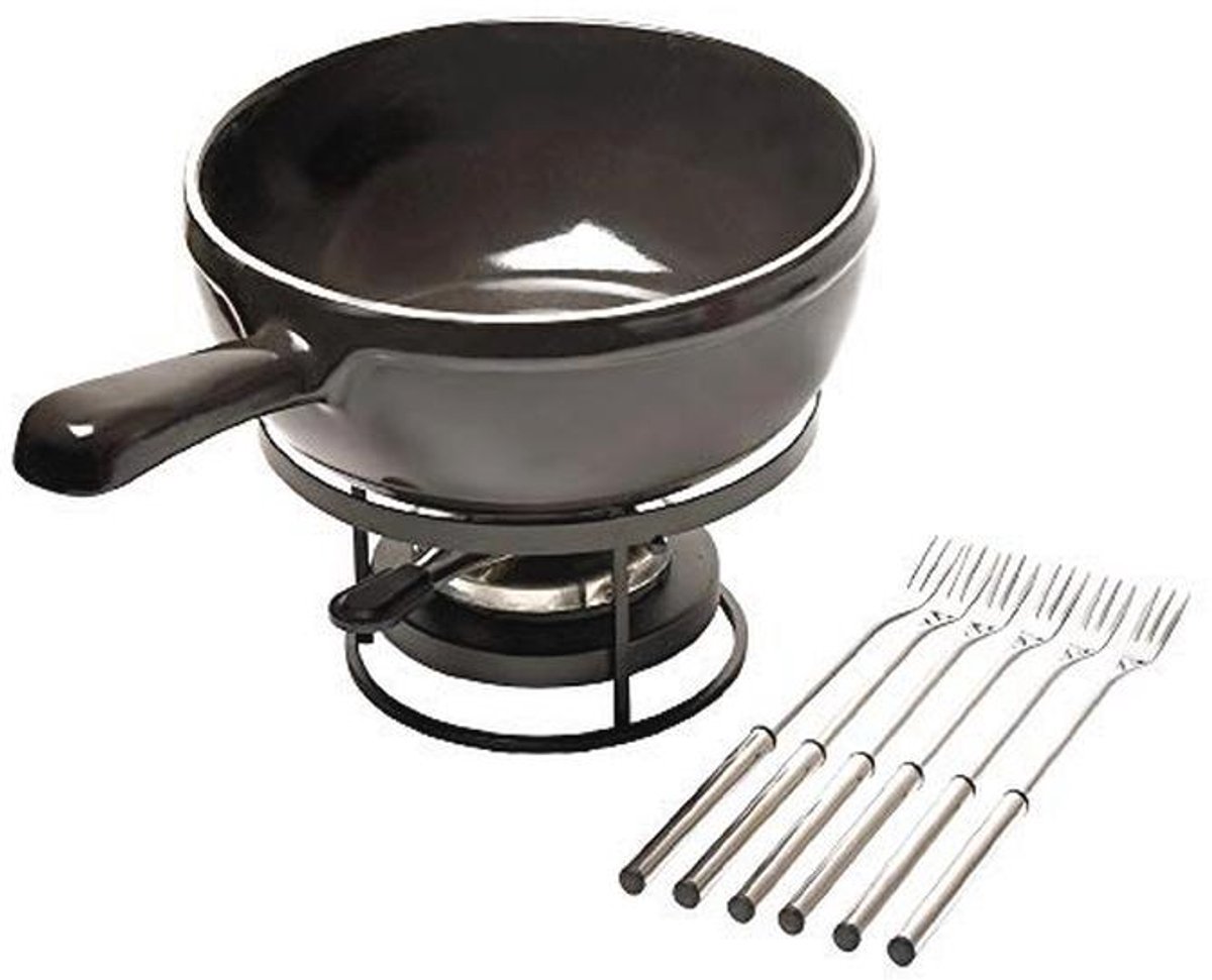 Emile Henry Kaasfondue Set, Keramiek, Houtskool, 24x24x9 cm