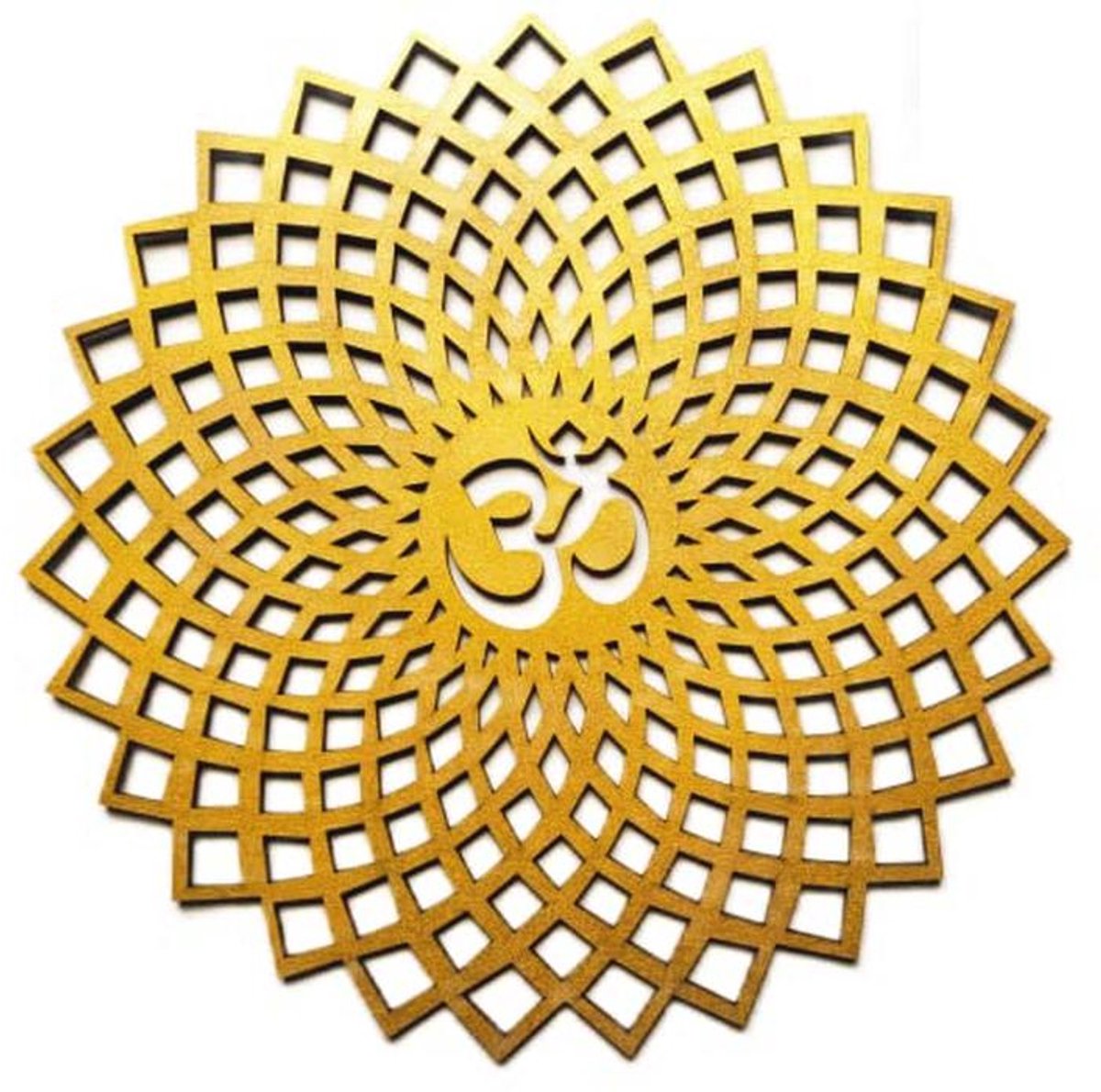 Gouden Om Ronde Decoratieve Muurkunst - MDF Houten Chakra Muurdecoratie voor Woonkamer, Slaapkamer, Kantoor, Hotel, Mandala Huisdecoratie 15x15cm