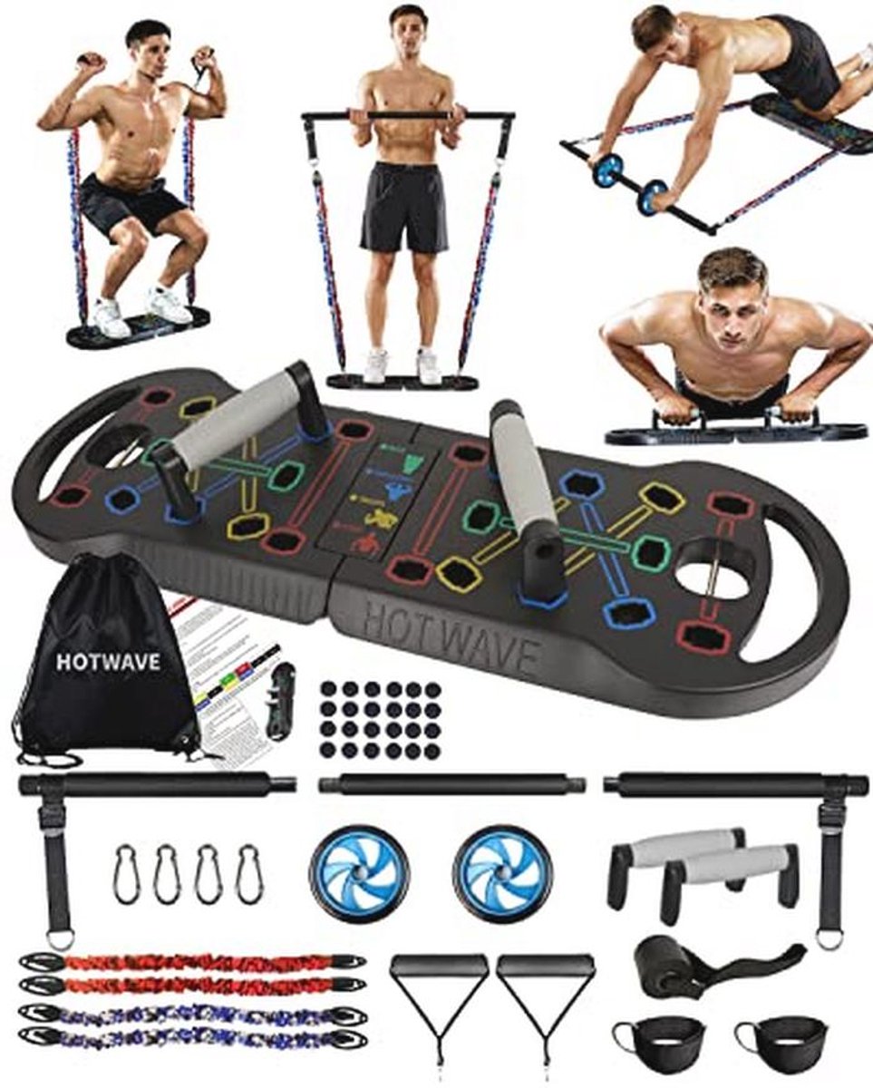 Draagbare Fitnessapparatuur met 16 Accessoires - 20-in-1 Push-up Board en Weerstandsbanden
