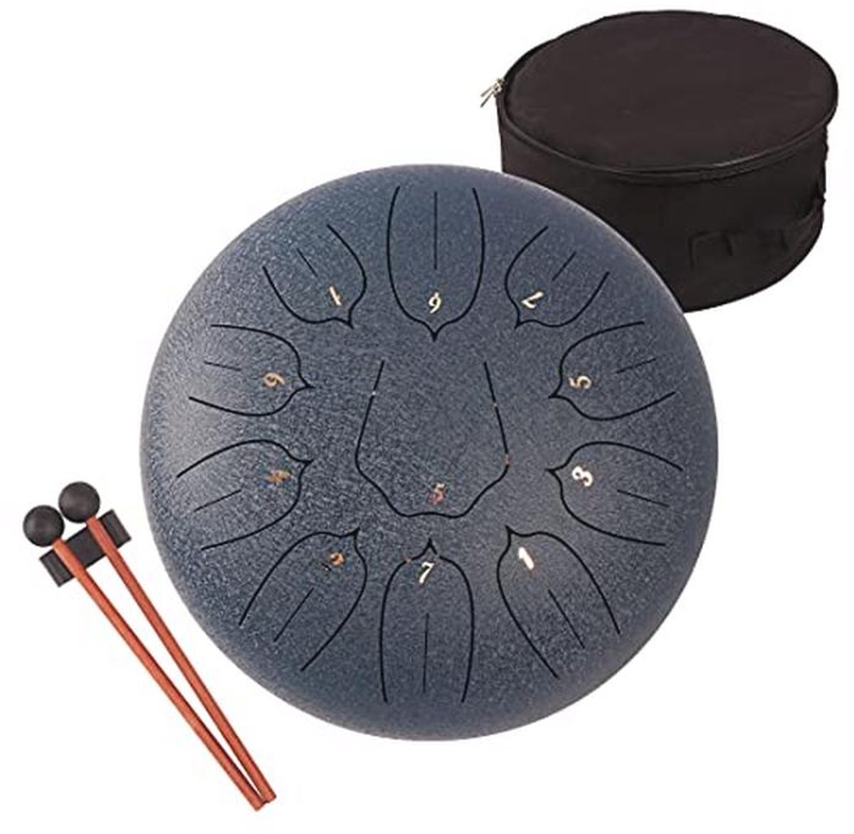 LOMUTY 12 Inches Staal Tong Drum C Sleutel 11 Notes, Percussie-Instrument, Stalen Tongtrommel Hand Pan Drum met Mallets/Trommel Draagtas(Donkerblauw)