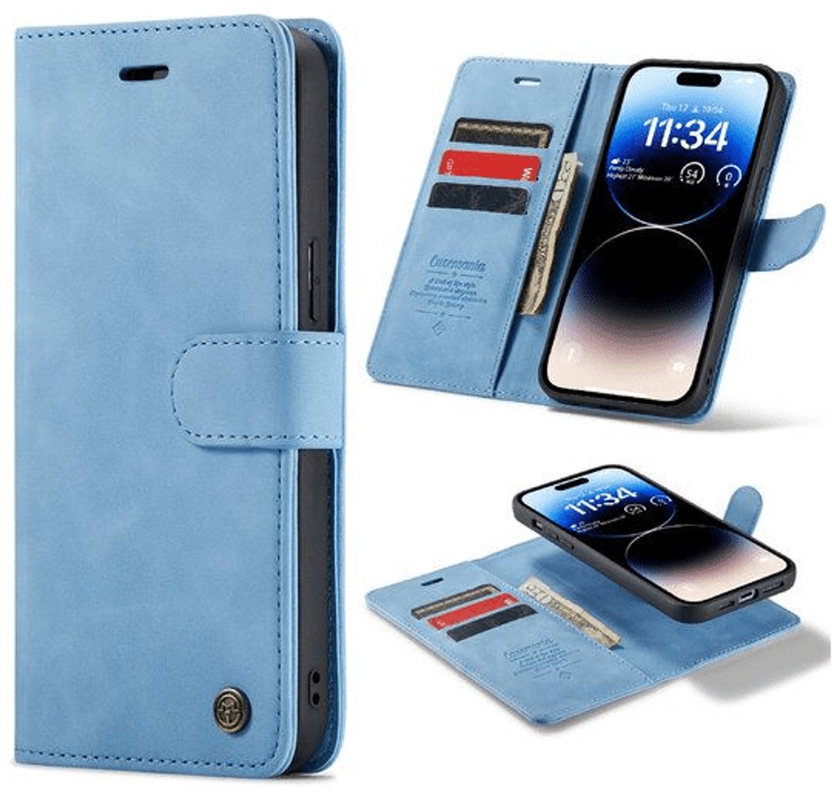 Casemania - Bookcase 2-in-1 hoesje – iPhone 15 Pro Max - Blauw