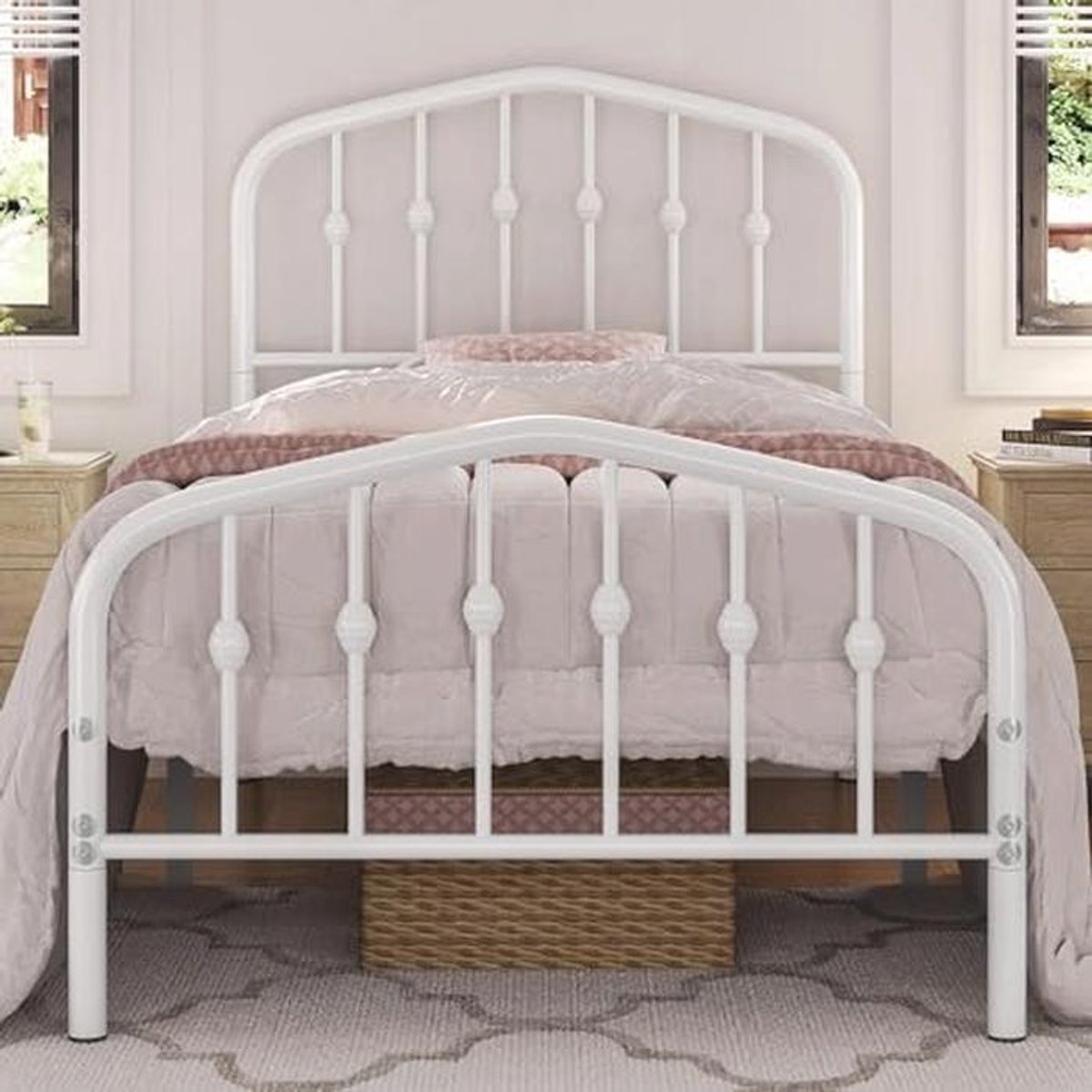 Vintage Metalen Bed 90 x 200 cm met Hoge Hoofdeinde en Eenvoudige Montage