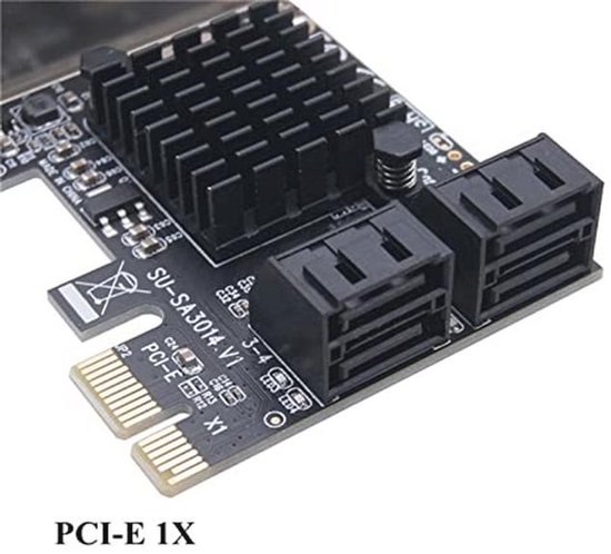 ELUTENG PCIe SATA-kaart – 6 Poorten, 10 Gbps, Met ASM1166-chip, Inclusief Low-profile Beugel, Voor Windows/Linux, Non-Raid