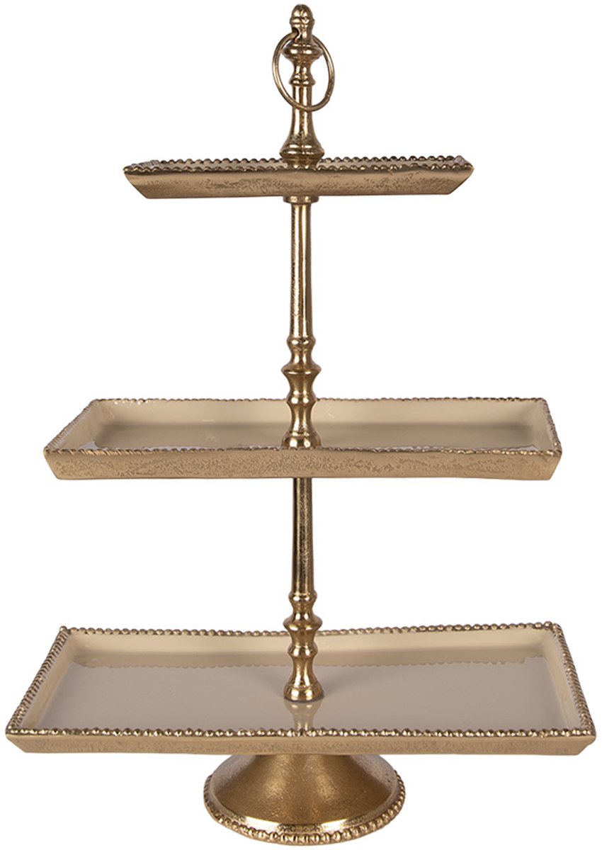 Clayre & Eef Etagère 3 laags 34x17x50 cm Beige Aluminium