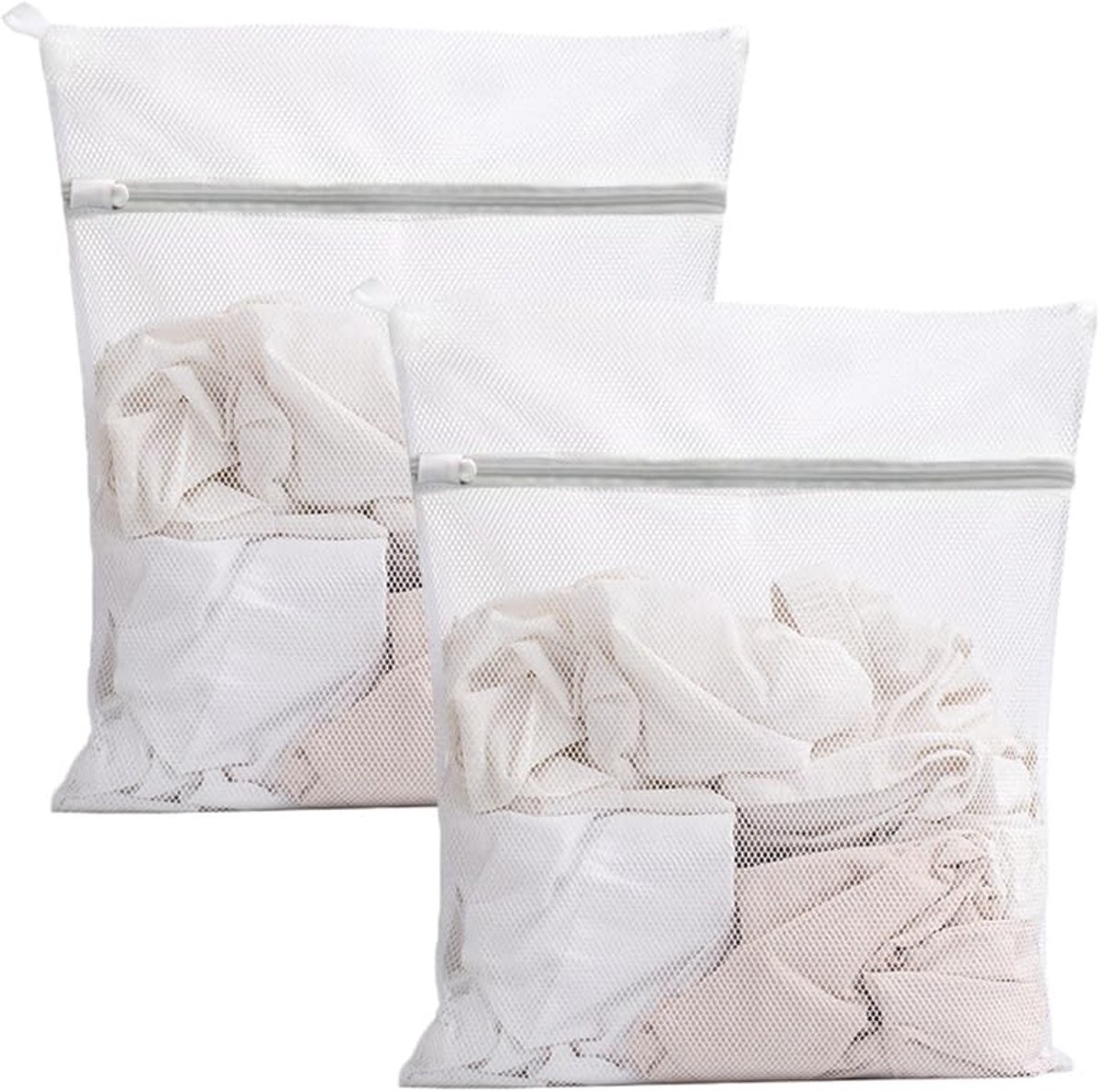 Duurzame set van 2 wasnetten voor wasmachine met ritssluiting - Reiswasnet (50 x 60 cm)