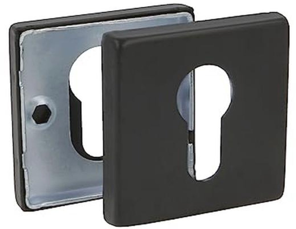 Sleutelplaat voor Vierkante Rozetten 54 x 54 mm Decoratieve Slotplaat voor Europrofielcilinder RVS Zwart