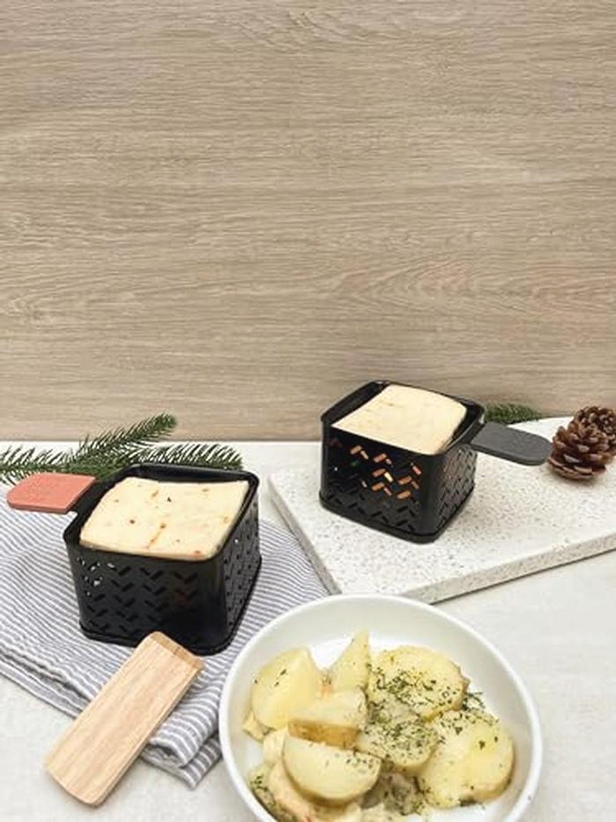 Set van 4 kaarswissers voor raclette - Smelt kaas in 2 minuten - Compact en stroomloos — cadeau in Kookcadeaus - foto 6