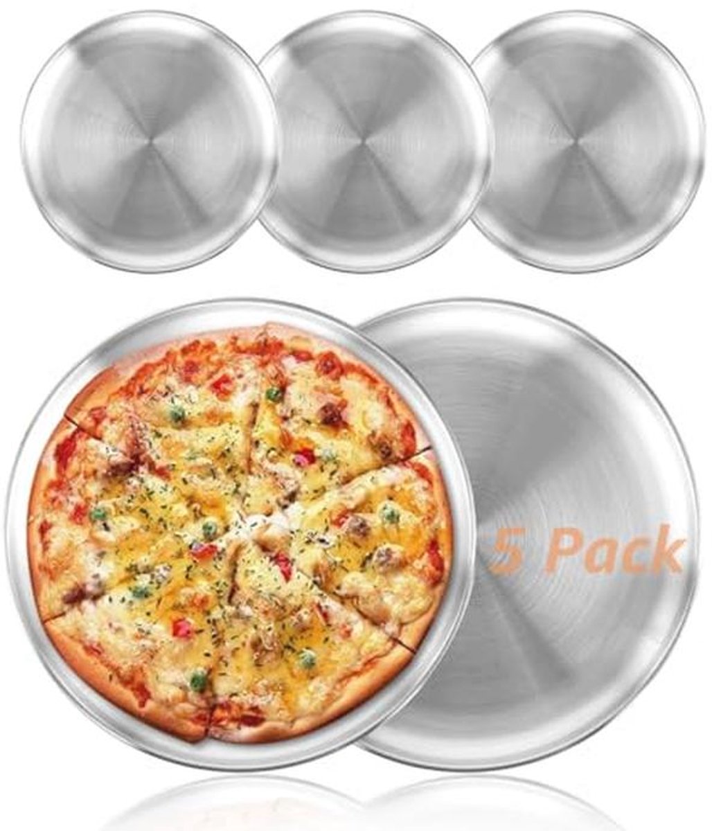 Ronde Pizzaplaat 30 cm van Roestvrij Staal – Vaatwasmachinebestendig, Ideaal voor Bakken en Serveren