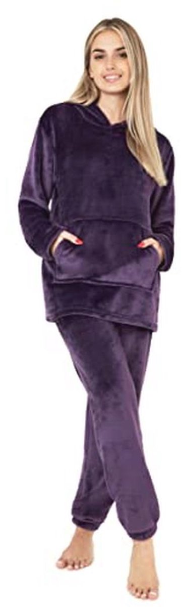 Damespyjama met capuchon | Fleece loungewear set voor dames en tieners