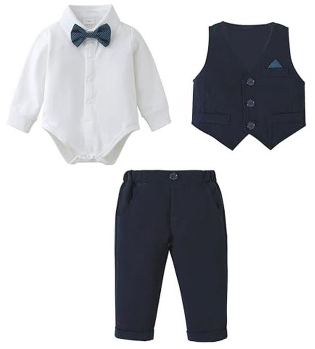 Baby Jongens Kleding Set voor Feestelijke Gelegenheden - Romper, Broek en Vest