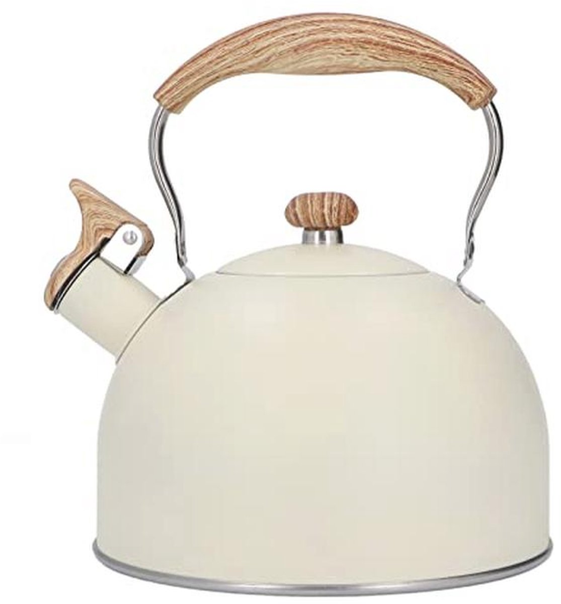 Stijlvolle Beige Fluitketel 2.5L RVS met Ergonomisch Handvat