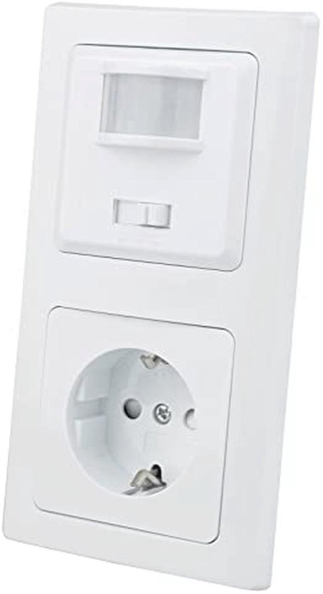 Bewegingsmelder en Stopcontact Wit, 2-draads voor Snelle Montage en Veiligheid
