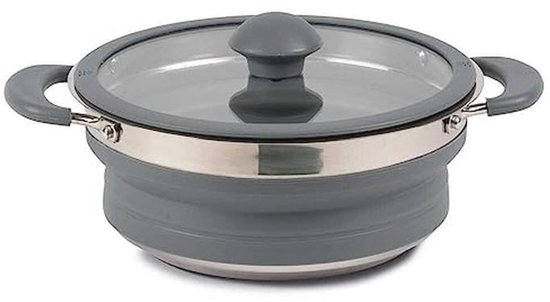 Opvouwbare steelpan 1,5 liter - Grijze campingpan met silicone en roestvrij staal — afbeelding 5