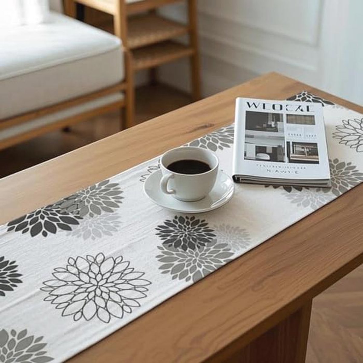 Moderne waterdichte tafelloper met bloemen voor herfst en zomer 40 x 140 cm