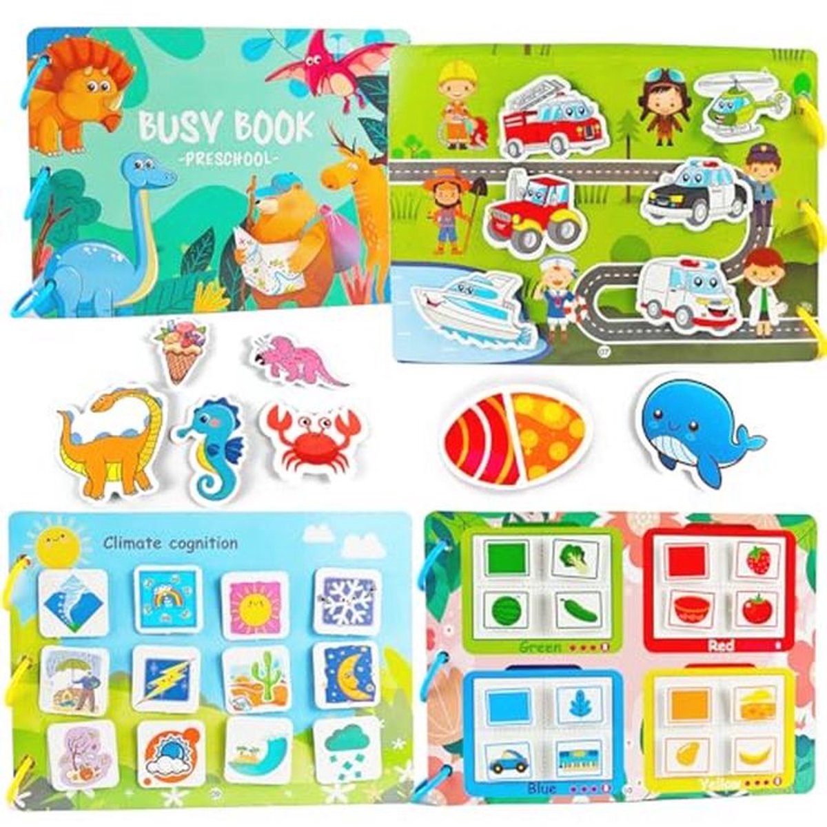 Montessori Activiteitenboek voor Peuters - Quiet Book met Dieren, Kleuren, en vormen