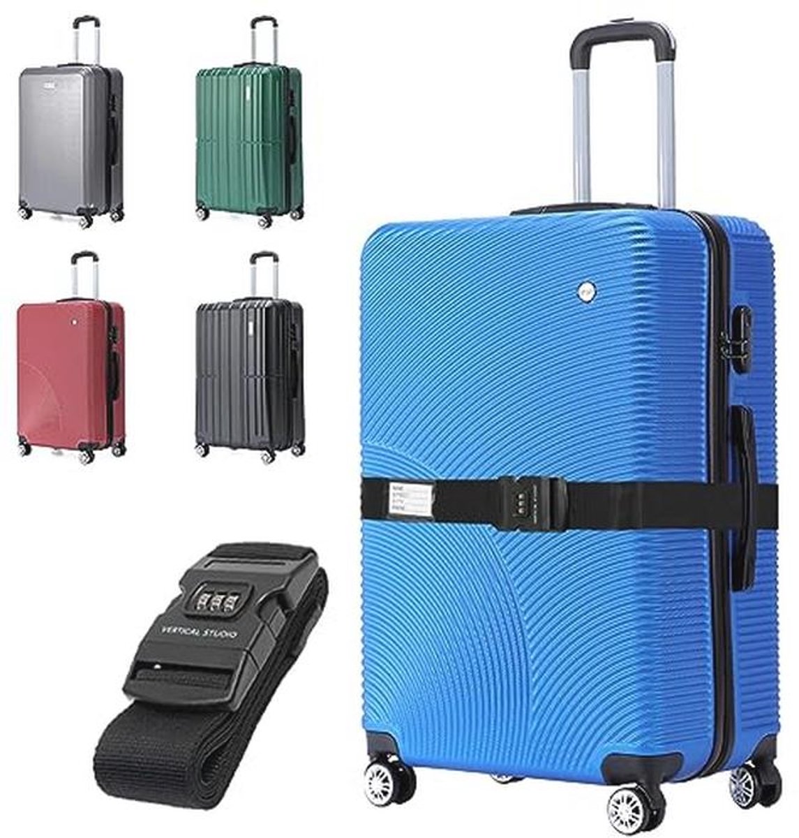 Harde Koffer met Wielen en Telescopische Handgreep - Verkrijgbaar in 20, 24 of 28 Inch inclusief Kofferriem