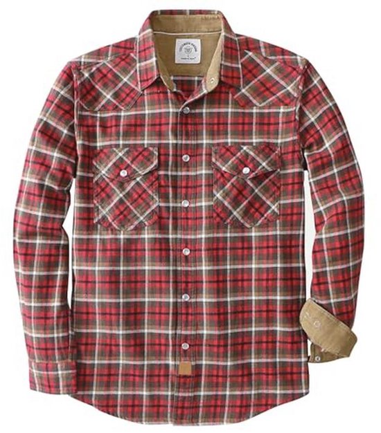 Chemise en flanelle Dubinik® pour hommes, western, boutons-pression en nacre, chemises à manches longues, décontractée, confortable, vintage, cowboy, à carreaux, douce, pur coton