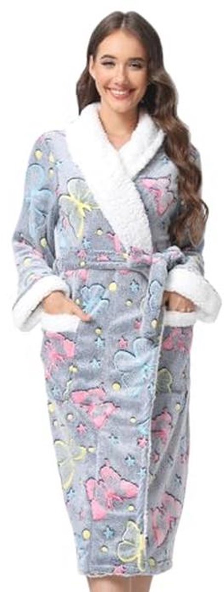 Glow In The Dark Badjassen voor Vrouwen - Zachte Fleece Warmte Loungewear voor Kerst en Halloween