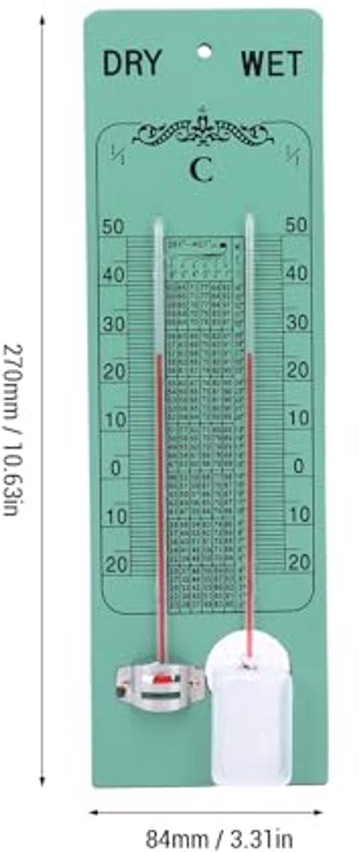 Marine Psychrometer Hoge nauwkeurigheid Hout Kunststof Composiet Boot Nat Droog Bol Thermometer Hygrometer