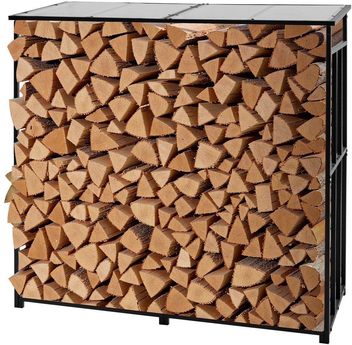 Haardhoutrek - Metalen houtopslag - Afmetingen 185x70x180 cm - Draagvermogen 300 kg - Voor open haard, terras & tuin