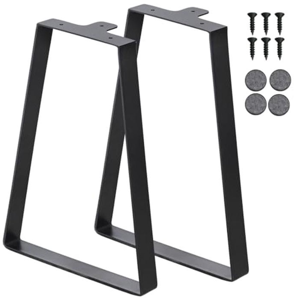 Industriële 16 Inch Trapezium Tafelpoten Set van 2 - Zwarte Metalen Meubelpoten voor Salontafel en Thuisbureau