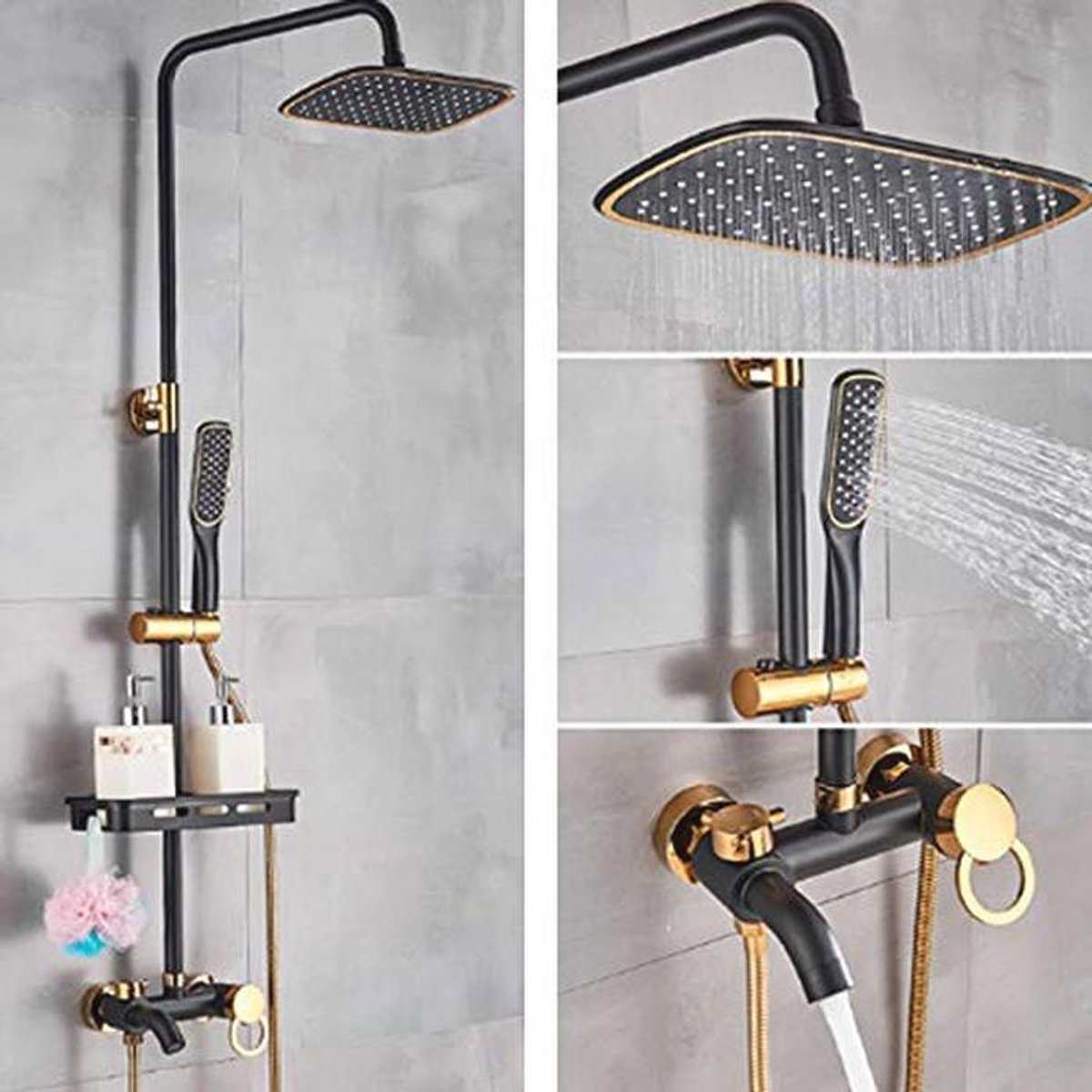 Doucheset Met Regendouche En Handdouche - Hoogwaardige Badkamer Kraan Zwart Goud