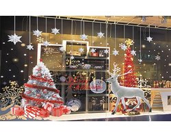 YULOONG christmas windows static stickers clings to removable vinyl santa claus christmas tree snowman snowflake deer DIY wall window door mural showcase sticker sticker