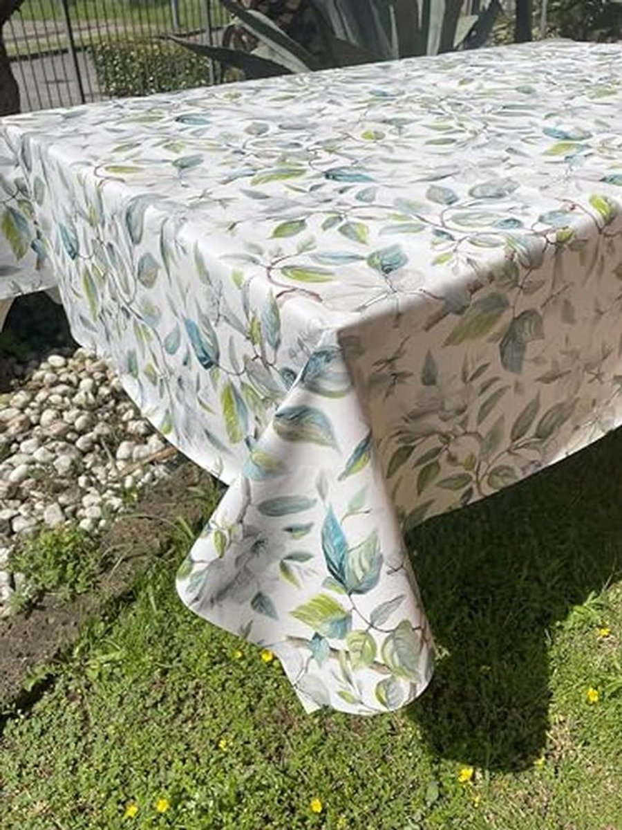 Vuilafstotend tafelkleed PVC met bloemen en bladeren 140 x 140 cm