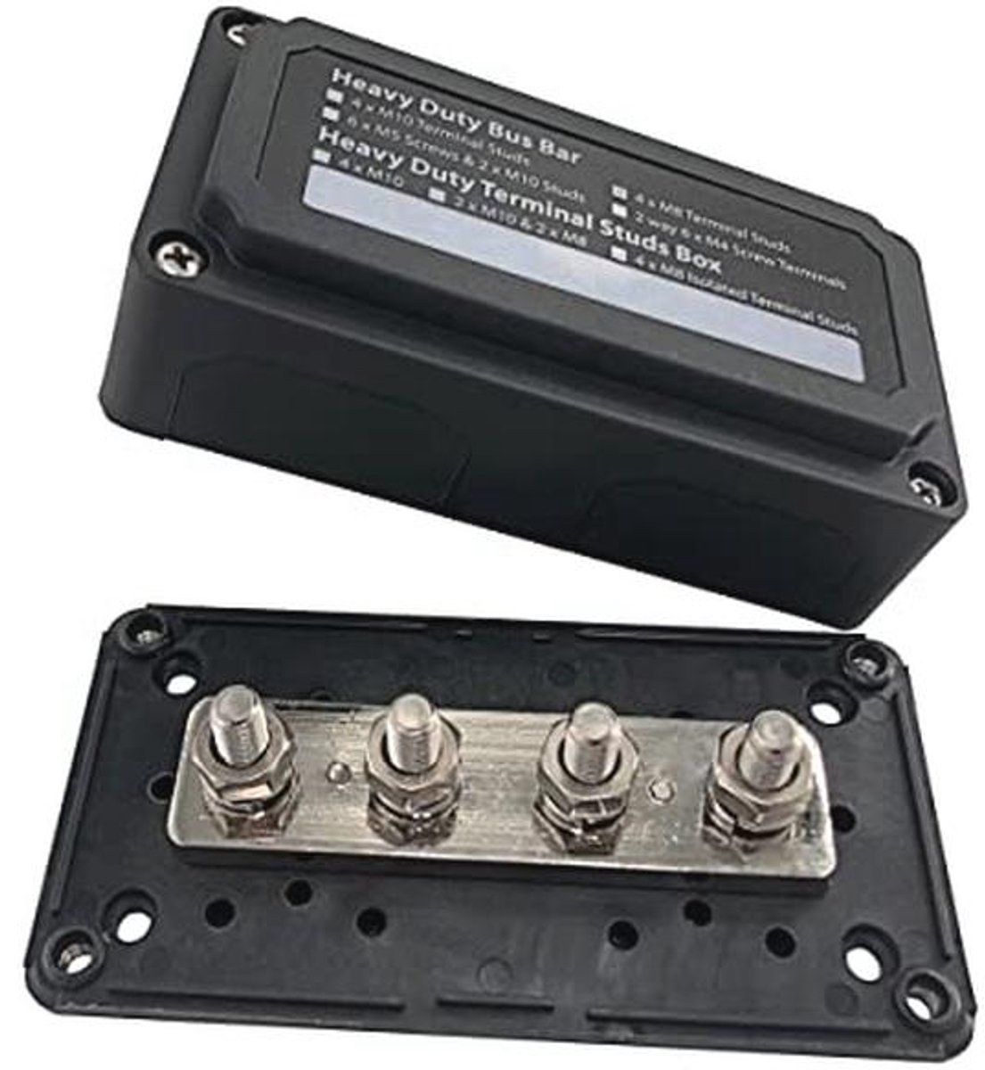 Verzamelrailkast 300A voor 12V - 48V DC, Heavy Duty, 4 x M8