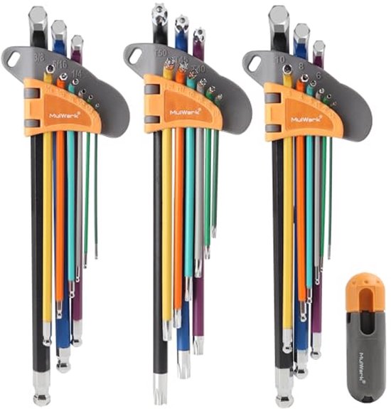 Inbussleutelset, 30-delig, metrisch 0,7-10 mm en inch 0,028