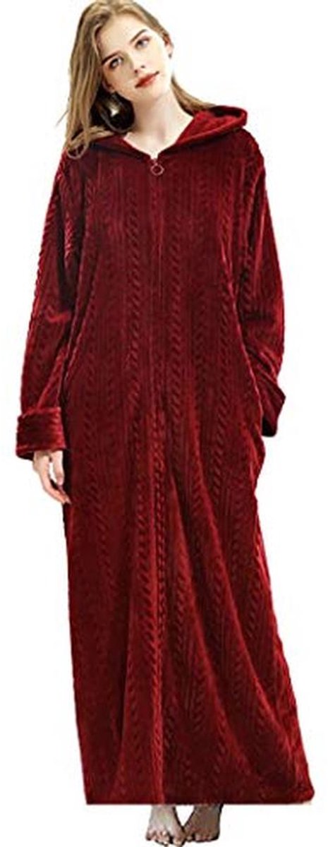 Zachte Coral Fleece Dames Badjas met Ritssluiting
