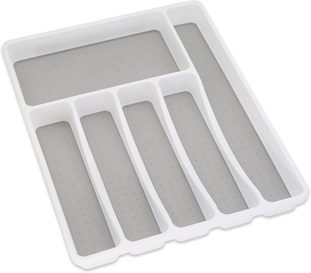 Soft Touch Keuken Bestek Lade Organizer - 6 Compartimenten in Wit & Grijs