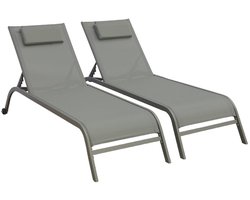 sweeek - Set van 2 stapelbare ligbedden met meerdere posities, hoofdkussen en wieltjes - ona