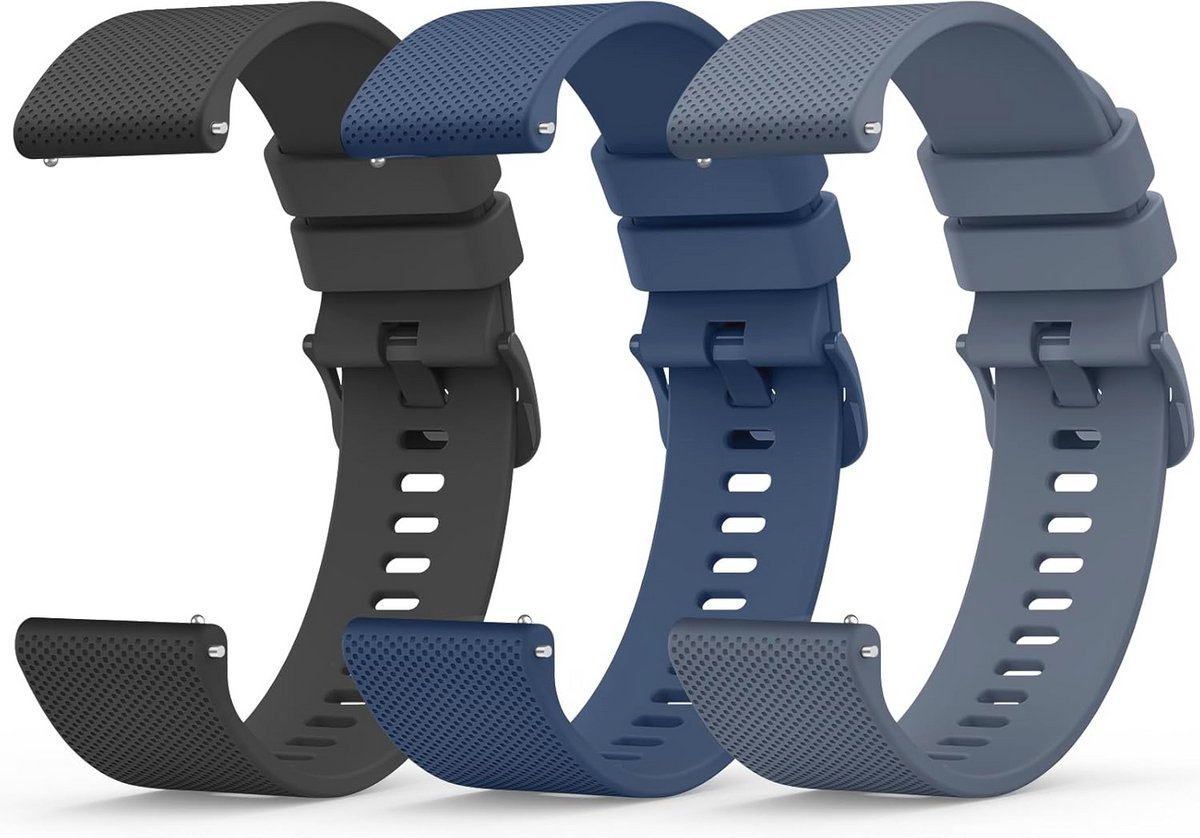 3 Stuks 22 mm Zachte Siliconen Horlogeband met Snelsluiting voor Heren en Dames