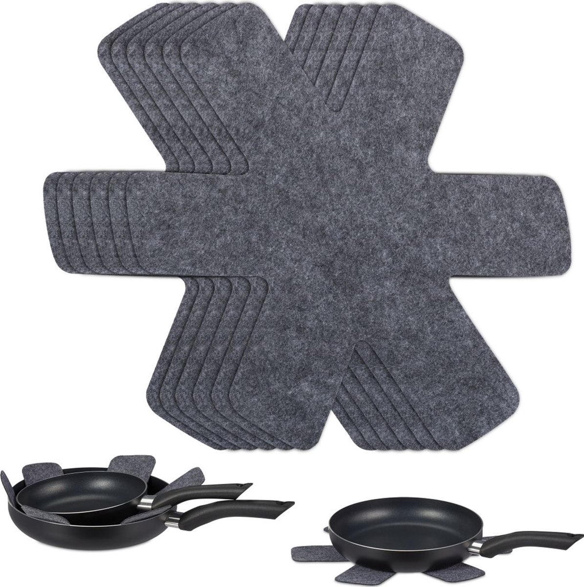 Vilt pannenlappen, 8-delige multifunctionele vilt pannenlappen set