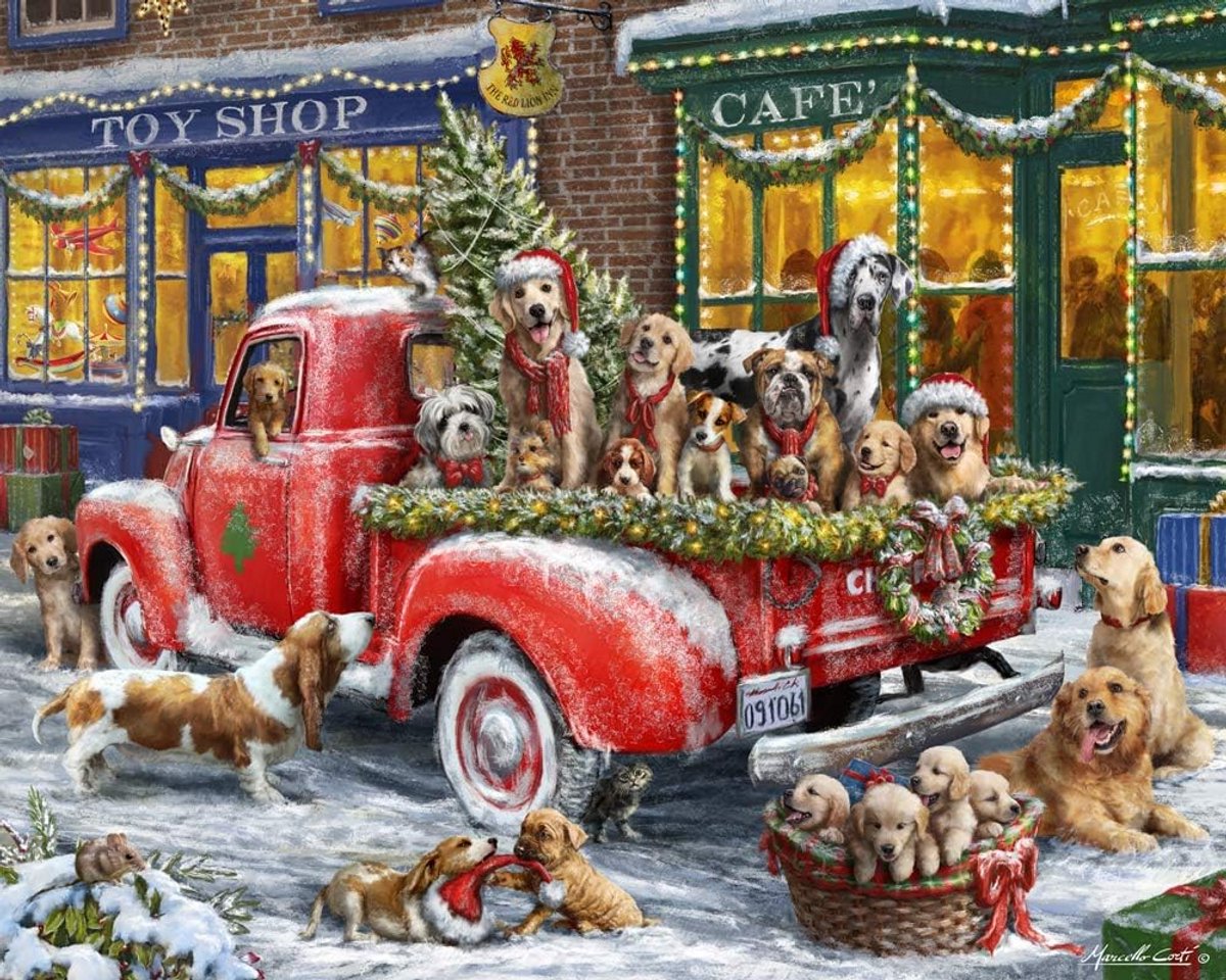 Kerst Legpuzzel 1000 Stukjes - Honden Thema Puzzel voor Feestdagen