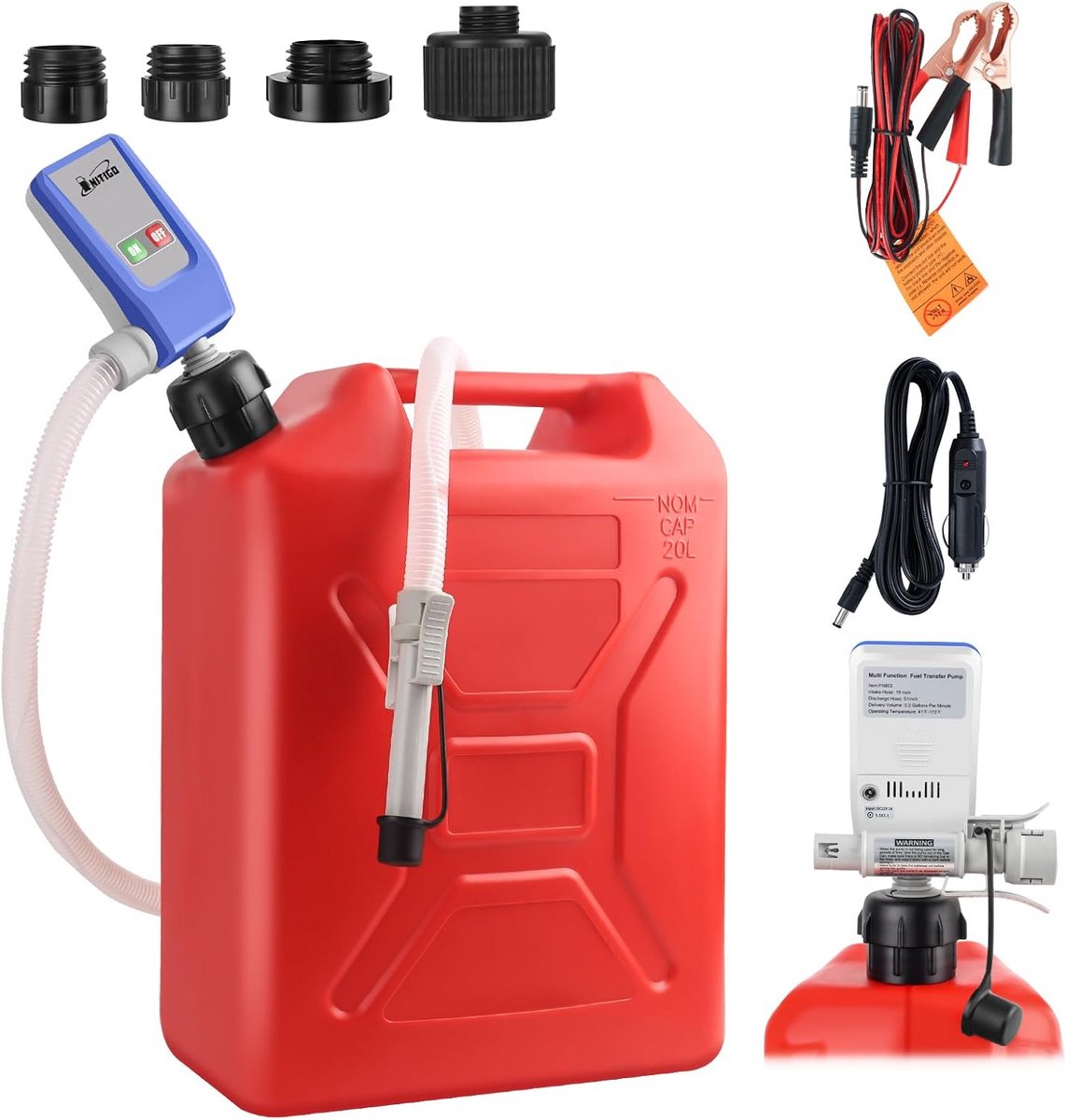 12V Brandstoftransferpomp met Automatische Stopfunctie voor Benzine en Diesel