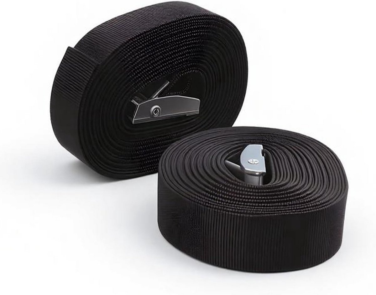 Spanbanden met Klikgespen van Zinklegering, PP-band, 5 m x 25 mm, 2 stuks, Zwart