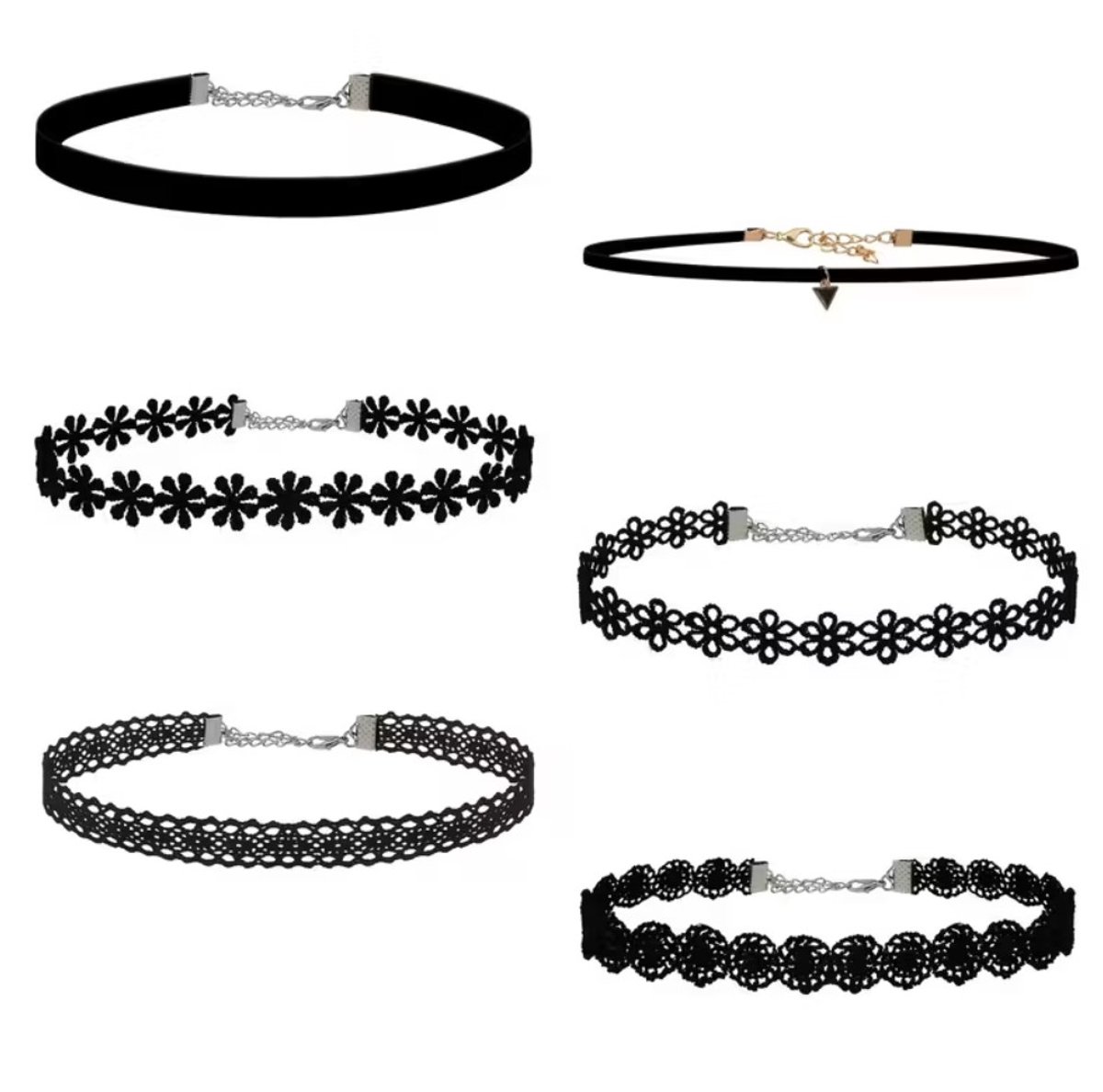 6 stuks chokers kant - verschillende chokers