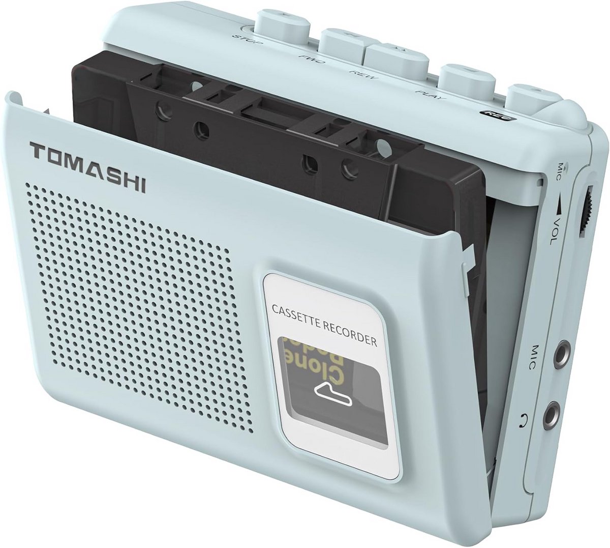 Draagbare Cassettespeler met Ingebouwde Luidspreker, Opnamefunctie en Hoofdtelefoonaansluiting (Blauw)