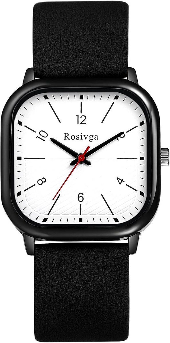 Unisex Analoog Kwarts Polshorloge met Rechthoekige Wijzerplaat en Siliconen Band