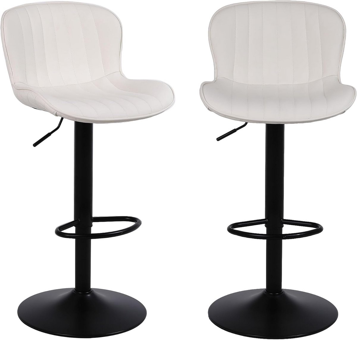 Set van 2 Barstoelen met Rugleuning, In Hoogte Verstelbaar