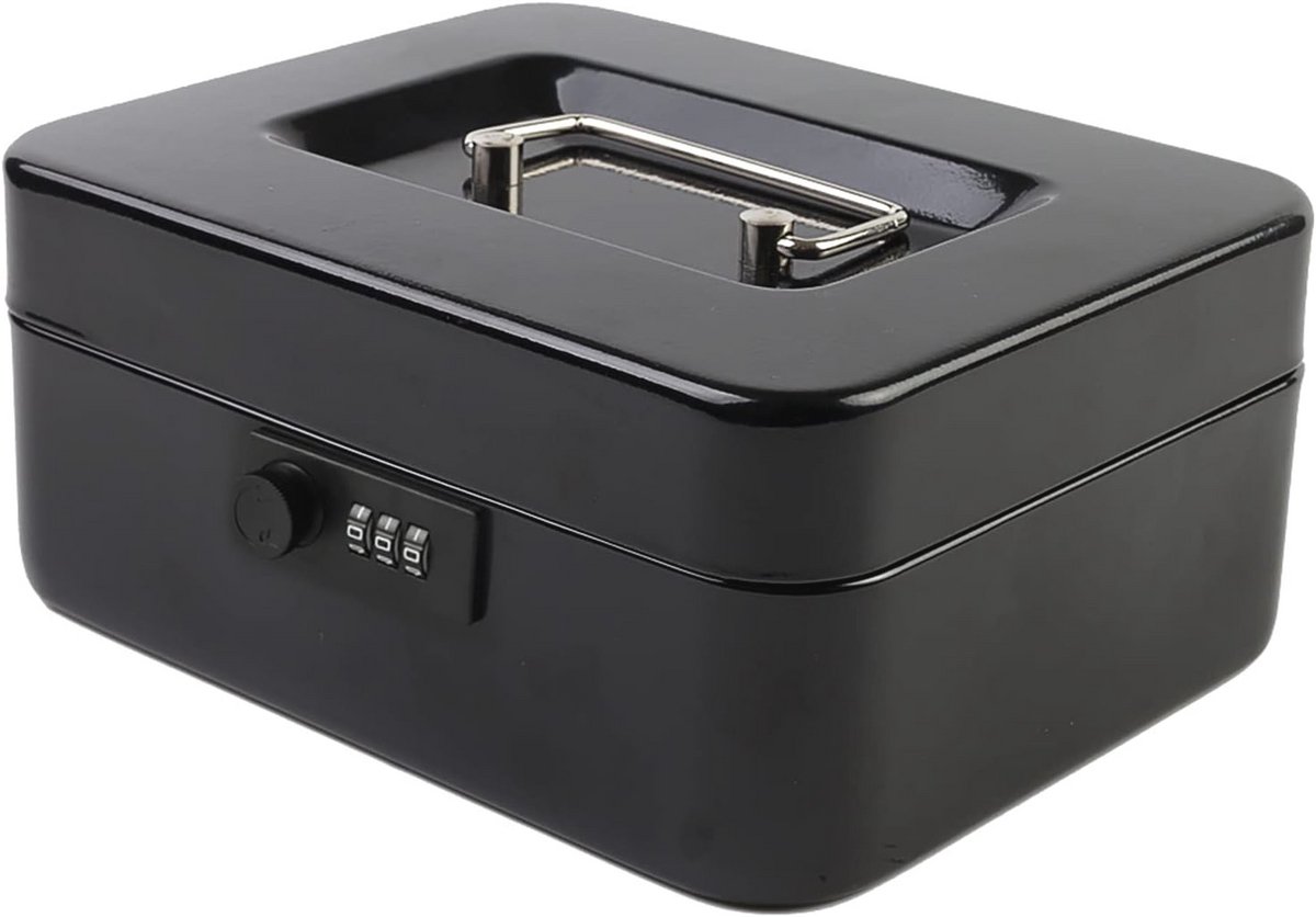 Metalen Cash Box met Combinatieslot voor Veiligheid - Zwart 7.88" x 6.3" x 3.5"