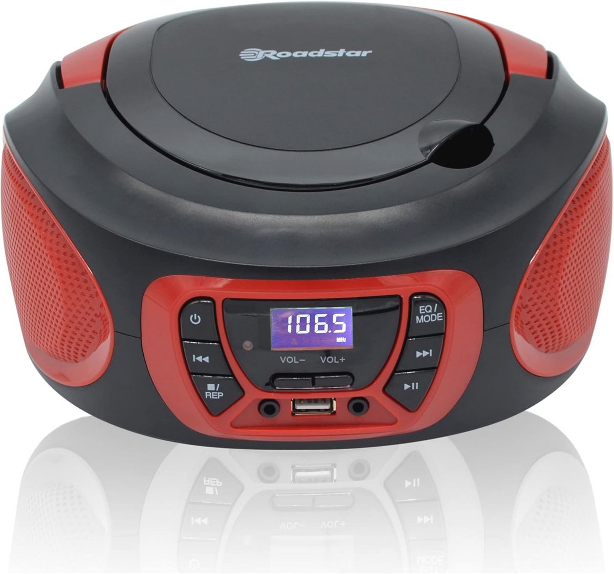 Draagbare radio stereo FM met CD-speler en MP3- en USB-ingang - Rood