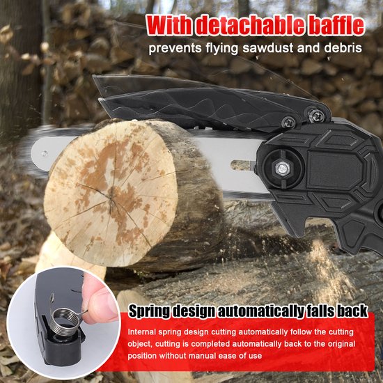 21V 6 inch draagbare elektrische snoeizaag, kleine houtsplijtkettingzaag met borstelmotor, houtbewerkingsgereedschap met één hand voor gebruik in de tuin of boomgaard van Merkloos	 — afbeelding 3